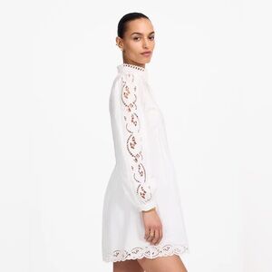 NWT Madewell Pintucked Eyelet Long Sleeve Mini Dress White Size Small, XS, XXS
